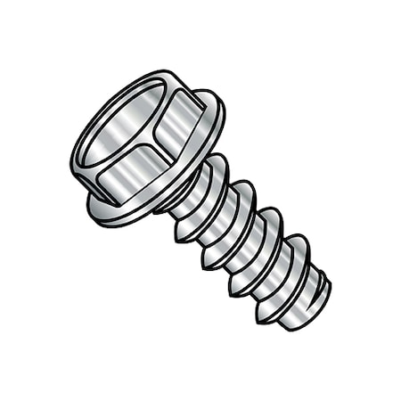Zoro Select Self-Drilling Screw, 5/16"-12 x 1 in, Plain 18-8 Stainless Steel Flange Hex Head External Hex Drive 3116BW188