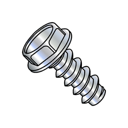 Zoro Select 1/4"-14 x 3/8" Steel Self Drilling Screws, Indented Hex Washer Head Type, Unslotted Drive Type 1406BW