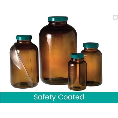 Qorpak Safety Bos Round Bottles, 4 oz, Amber, PK24 GLA-13109