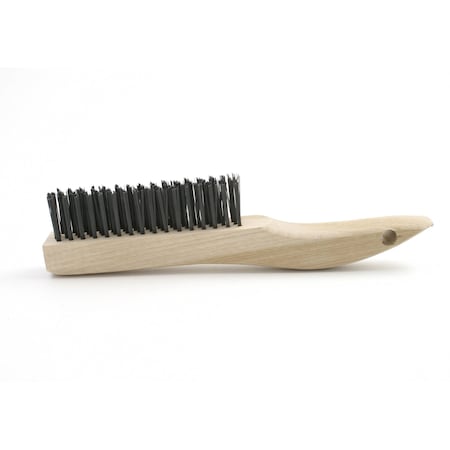 Brush Research B44 Shoe Handle Scratch Brush, Carbon Steel, 4X16, 1.187" Trim, 10.25" OAL B44