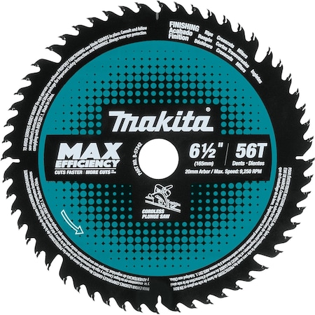 MAKITA Carbide-Tipped Max Efficiency, 6-1/2", 56T B-57342