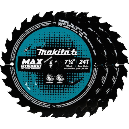Makita Circular Saw Blade 7-1/4" 24T C.T, PK3 B-61656-3