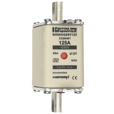 Mersen Fuse Link, C22 Series, 125A, Time-Delay, 690V AC, Square C228461