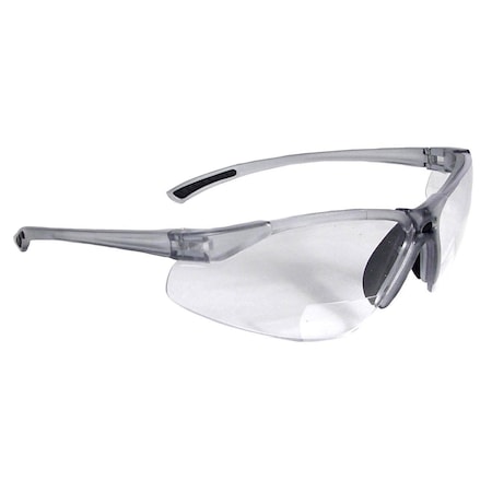 Radians Bifocal Safety Glasses, Smoke 3.0 Diopter, Clear Lens C2-130