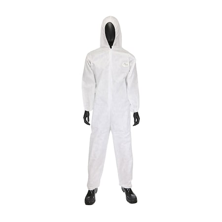Posi-Wear M3 Disposable Coverallss, Hooded, 5XL, SMMMS, Elastic Wrist, Elastic Ankle, Serged Seam, White, 25 PK C3806/XXXXXL