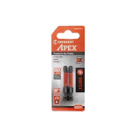 Crescent No. 3 x 2" Phillips VORTEX Impact Power Bit CAVB2PH3-2