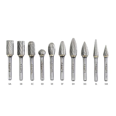 United Abrasives/Sait SAIT 45026 Double Cut (Alternate Cut) Carbide Burs, Type SL3, 3/8" x 1-1/16" x 1/4", 1-Pack 45026