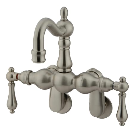 Kingston Brass Wall-Mount Clawfoot Tub Faucet, Standard, 3-3/8" to 9", 2, Tub Wall Mount, Brushed Nickel CC1081T8