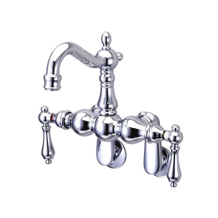 Kingston Brass Wall-Mount Clawfoot Tub Faucet, Standard, 3-3/8" to 9", 2, Tub Wall Mount, Polished Chrome CC1082T1