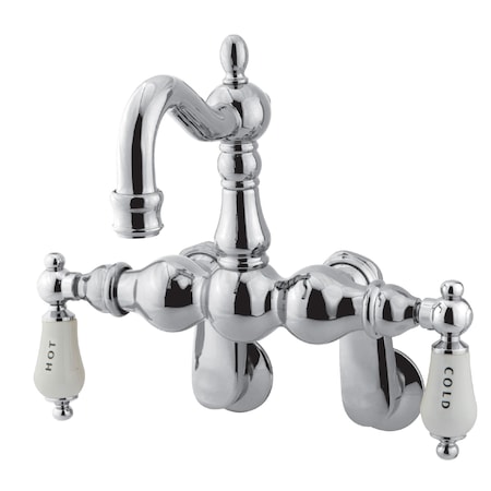 Kingston Brass Wall-Mount Clawfoot Tub Faucet, Standard, 3-3/8" to 9", 2, Tub Wall Mount, Polished Chrome CC1086T1