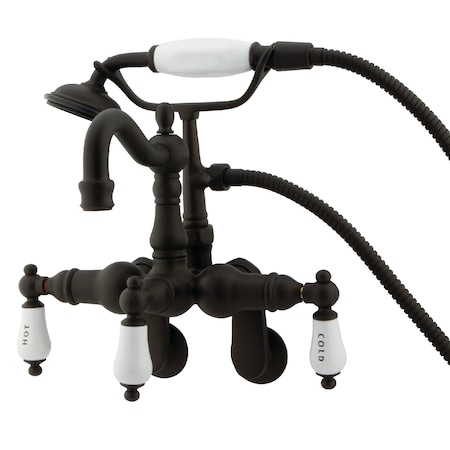 Kingston Brass Wall-Mount Clawfoot Tub Faucet, Standard, 3-3/8" to 9", 2, Tub Wall Mount, Oil Rubbed Bronze CC1303T5