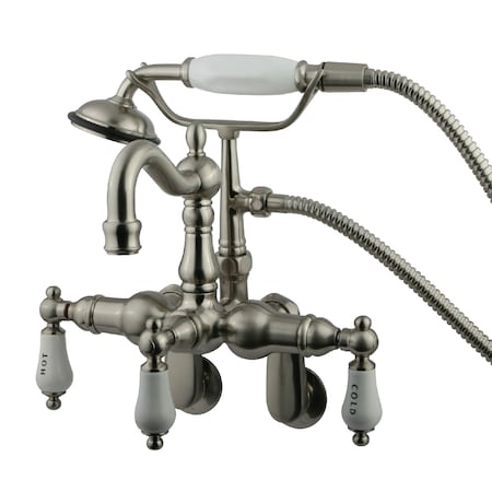 Kingston Brass Wall-Mount Clawfoot Tub Faucet, Standard, 3-3/8" to 9", 2, Tub Wall Mount, Brushed Nickel CC1303T8