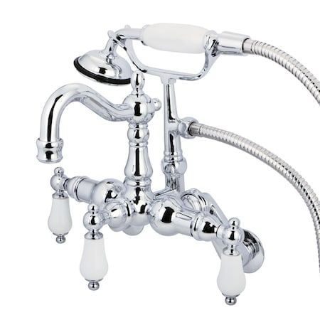 Kingston Brass Wall-Mount Clawfoot Tub Faucet, Standard, 3-3/8" to 9", 2, Tub Wall Mount, Polished Chrome CC1306T1