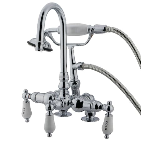 Kingston Brass Deck-Mount Clawfoot Tub Faucet, Standard, 3-3/8", 2, Deck Mount, Polished Chrome CC18T1