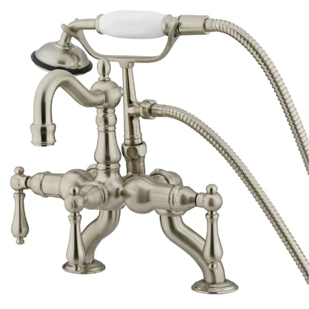 Kingston Brass Deck-Mount Clawfoot Tub Faucet, Standard, 3-3/8", 2, Deck Mount, Brushed Nickel CC2007T8