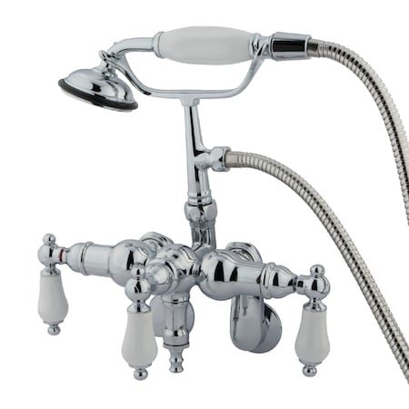 Kingston Brass Wall-Mount Clawfoot Tub Faucet, Standard, 3-3/8" to 9", 2, Tub Wall Mount, Polished Chrome CC422T1