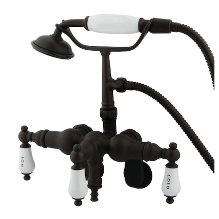 Kingston Brass Wall-Mount Clawfoot Tub Faucet, Standard, 3-3/8" to 9", 2, Tub Wall Mount, Oil Rubbed Bronze CC423T5
