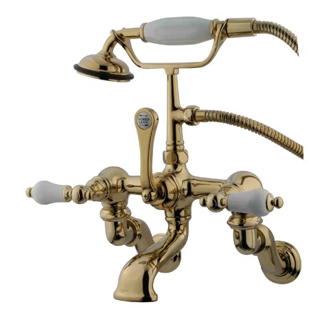 Kingston Brass Wall-Mount Clawfoot Tub Faucet, 2, Tub Wall Mount, Polished Brass CC459T2