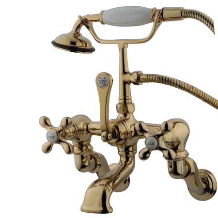 Kingston Brass Wall-Mount Clawfoot Tub Faucet, Polished Brass, Tub Wall Mount CC463T2