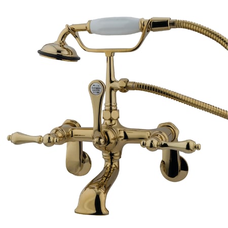 Kingston Brass Wall-Mount Clawfoot Tub Faucet, Polished Brass, Tub Wall Mount CC51T2