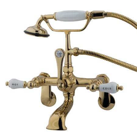 Kingston Brass Wall-Mount Clawfoot Tub Faucet, Polished Brass, Tub Wall Mount CC53T2