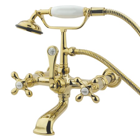 Kingston Brass Wall-Mount Clawfoot Tub Faucet, Polished Brass, Tub Wall Mount CC547T2