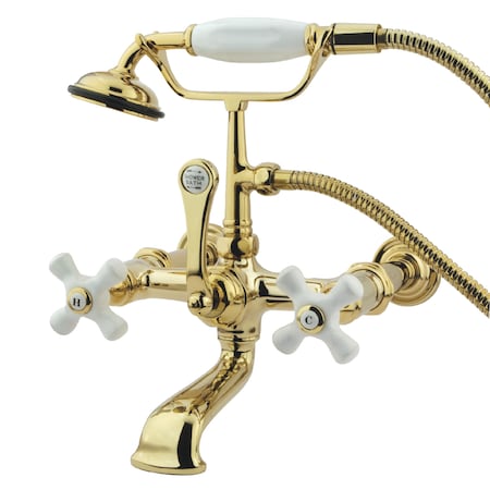 Kingston Brass Wall-Mount Clawfoot Tub Faucet, Polished Brass, Tub Wall Mount CC549T2