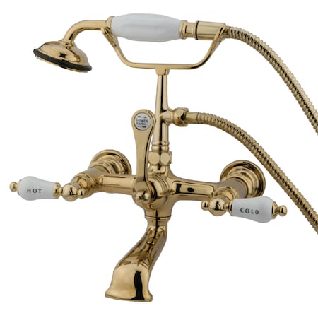 Kingston Brass Wall-Mount Clawfoot Tub Faucet, Polished Brass, Tub Wall Mount CC555T2