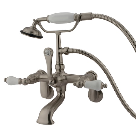 Kingston Brass Wall-Mount Clawfoot Tub Faucet, Standard, 3-3/8" to 11", 2, Tub Wall Mount, Brushed Nickel CC55T8