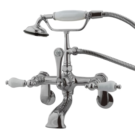 Kingston Brass Wall-Mount Clawfoot Tub Faucet, Standard, 3-3/8" to 11", 2, Tub Wall Mount, Polished Chrome CC56T1