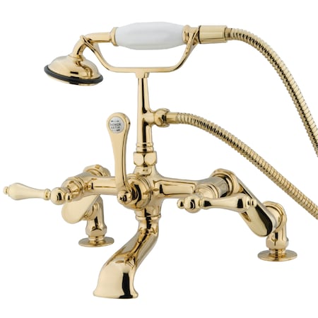 Kingston Brass Deck-Mount Clawfoot Tub Faucet, Standard, 3" to 12", 2, Deck Mount, Polished Brass CC651T2