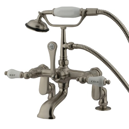 Kingston Brass Deck-Mount Clawfoot Tub Faucet, Standard, 3" to 12", 2, Deck Mount, Brushed Nickel CC653T8