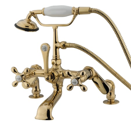 Kingston Brass Deck-Mount Clawfoot Tub Faucet, Standard, 3" to 12", 2, Deck Mount, Polished Brass CC657T2