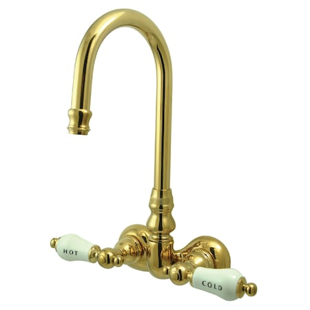 Kingston Brass Wall-Mount Clawfoot Tub Faucet, Polished Brass, Tub Wall Mount CC73T2