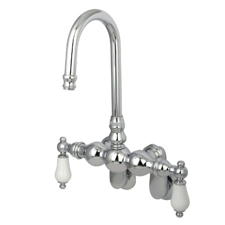 Kingston Brass Wall-Mount Clawfoot Tub Faucet, Standard, 3-3/8" to 9", 2, Tub Wall Mount, Polished Chrome CC84T1