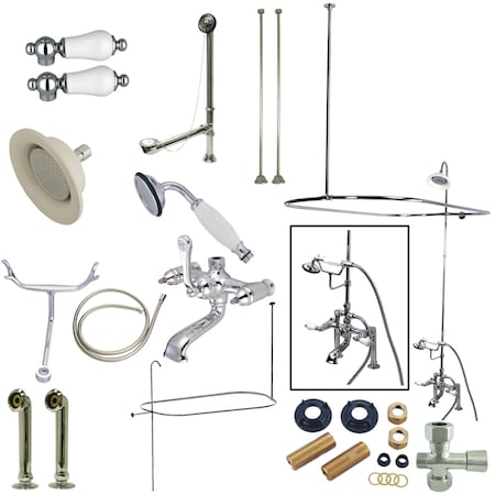 Kingston Brass Clawfoot Tub Faucet Packages, Standard, 2, Deck Mount, Polished Chrome CCK1171DPL