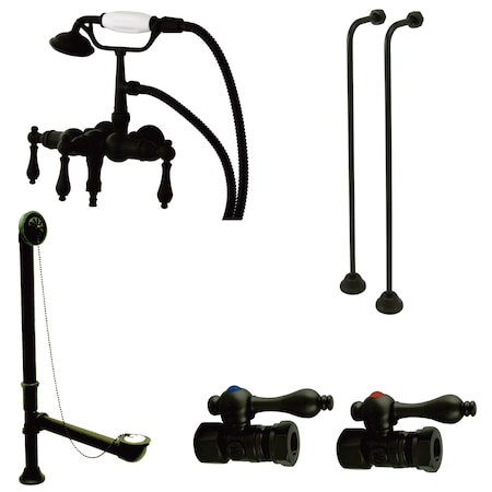 Kingston Brass Clawfoot Tub Faucet Packages, Oil Rubbed Bronze, Tub Wall Mount CCK19T5A