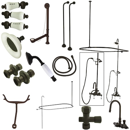 Kingston Brass Clawfoot Tub Faucet Packages, Standard, 3-3/8", 2, Tub Wall Mount, Oil Rubbed Bronze CCK2145HCPL