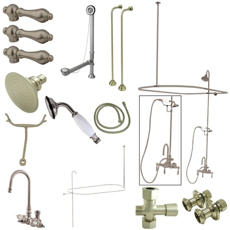 Kingston Brass Clawfoot Tub Faucet Packages, Standard, 3-3/8", 2, Tub Wall Mount, Brushed Nickel CCK2148AL