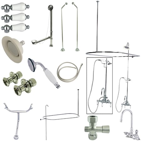 Kingston Brass Clawfoot Tub Faucet Packages, Standard, 3-3/8", 2, Tub Wall Mount, Polished Chrome CCK2181PL