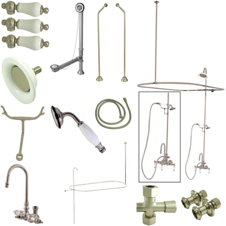 Kingston Brass Clawfoot Tub Faucet Packages, Standard, 3-3/8", 2, Tub Wall Mount, Brushed Nickel CCK2188PL