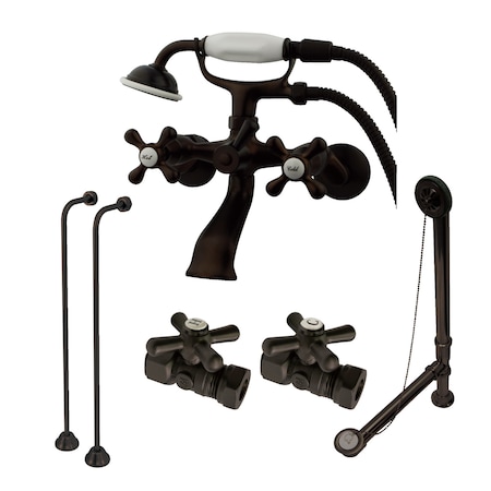 Kingston Brass Clawfoot Tub Faucet Packages, Oil Rubbed Bronze, Tub Wall Mount CCK265ORB