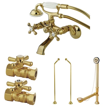 Kingston Brass Clawfoot Tub Faucet Packages, Polished Brass, Tub Wall Mount CCK265PBD