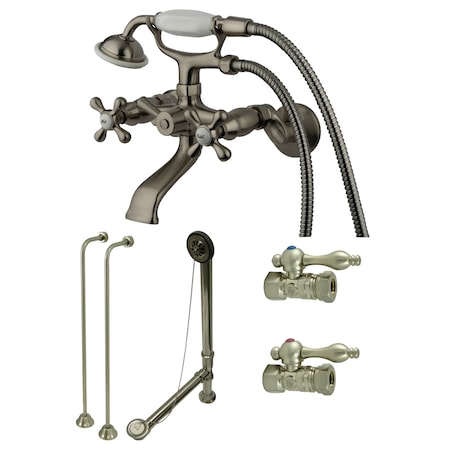 Kingston Brass Clawfoot Tub Faucet Packages, Brushed Nickel, Tub Wall Mount CCK265SN