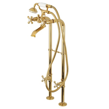 Kingston Brass Freestanding Tub Faucet, Standard, 2, Freestanding, Polished Brass CCK266K2