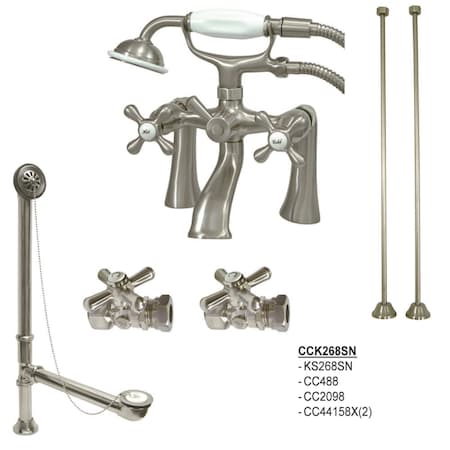 Kingston Brass Clawfoot Tub Faucet Packages, Brushed Nickel, Deck Mount CCK268SN