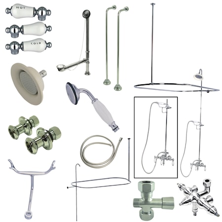 Kingston Brass Clawfoot Tub Faucet Packages, Standard, 3-3/8", 2, Tub Wall Mount, Polished Chrome CCK3141HCPL