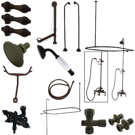 Kingston Brass Clawfoot Tub Faucet Packages, Standard, 3-3/8", 2, Tub Wall Mount, Oil Rubbed Bronze CCK3185AL