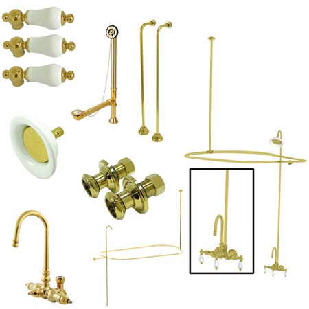 Kingston Brass Clawfoot Tub Faucet Packages, Polished Brass, Tub Wall Mount CCK4142PL