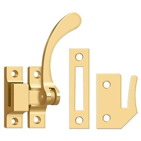 Deltana Window Lock, Casement Fastener, Reversible, 4-1/2" Lifetime Brass CF450CR003